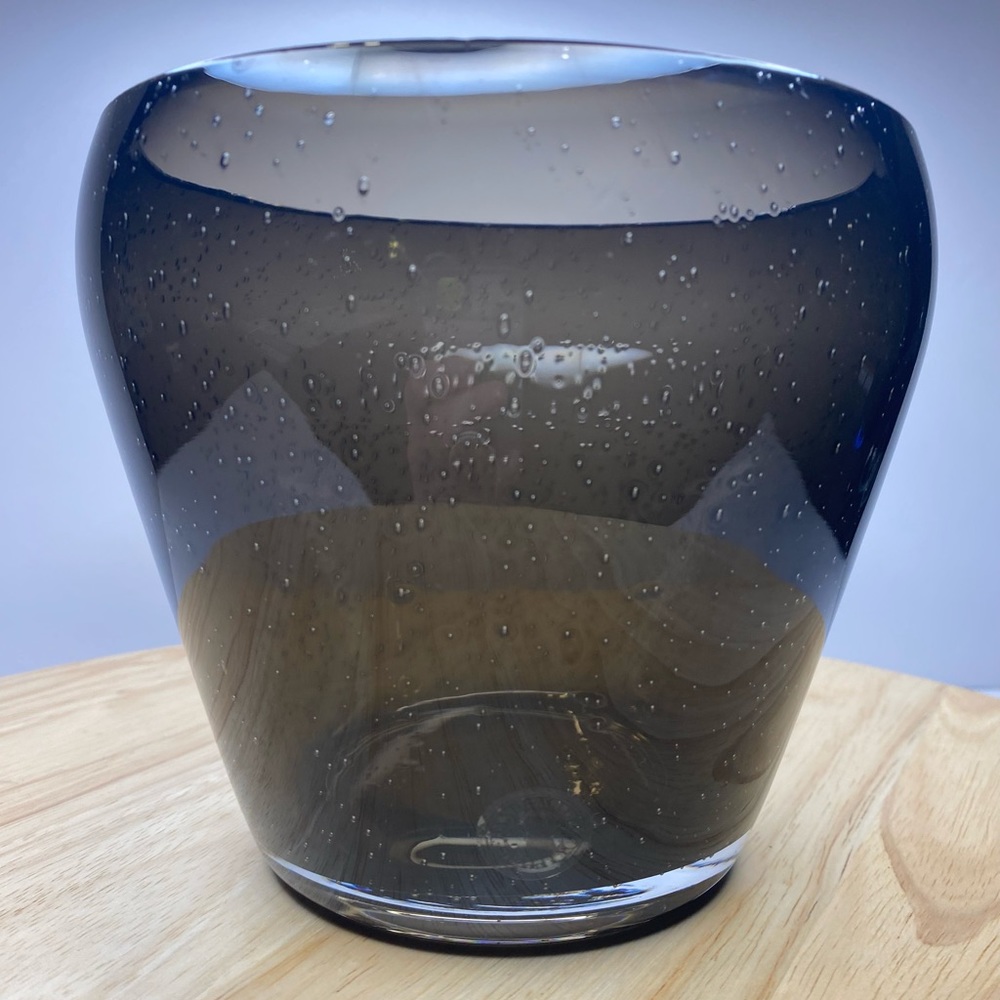 Glass Planter Handblown Pulegoso Bubble Glass Smoky Charcoal Pot Plant